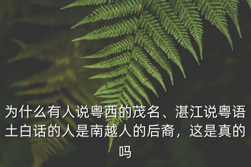為什么有人說粵西的茂名、湛江說粵語土白話的人是南越人的后裔，這是真的嗎