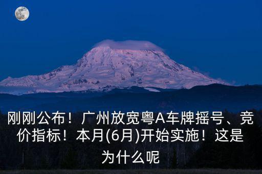 剛剛公布！廣州放寬粵A車牌搖號、競價指標！本月(6月)開始實施！這是為什么呢