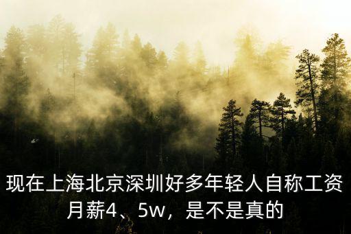 現在上海北京深圳好多年輕人自稱工資月薪4、5w，是不是真的
