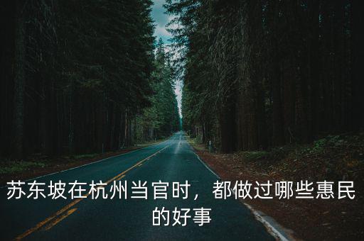 蘇東坡在杭州當官時，都做過哪些惠民的好事
