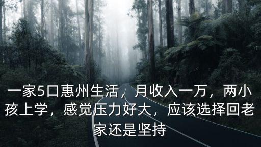 一家5口惠州生活，月收入一萬，兩小孩上學，感覺壓力好大，應該選擇回老家還是堅持
