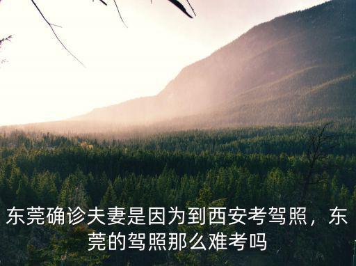 東莞確診夫妻是因為到西安考駕照，東莞的駕照那么難考嗎