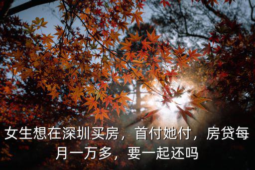 女生想在深圳買(mǎi)房，首付她付，房貸每月一萬(wàn)多，要一起還嗎