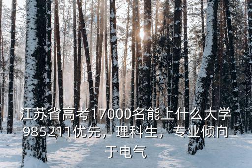 江蘇省高考17000名能上什么大學985211優先，理科生，專業傾向于電氣