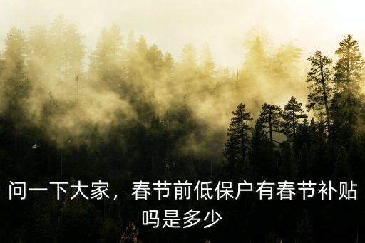 問一下大家，春節前低保戶有春節補貼嗎是多少