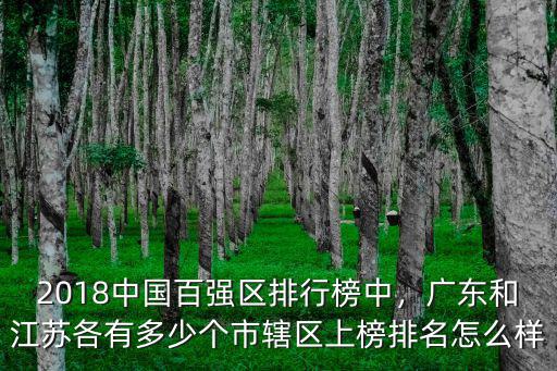 2018中國百強區排行榜中，廣東和江蘇各有多少個市轄區上榜排名怎么樣