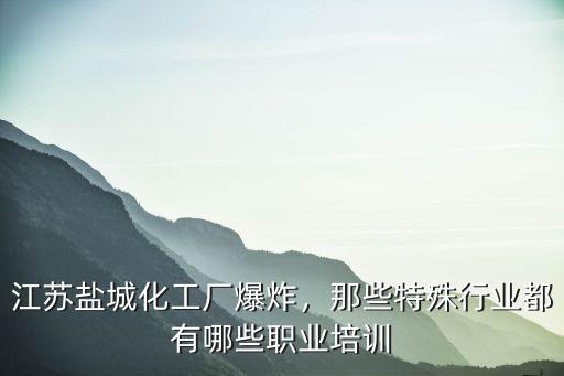 江蘇鹽城化工廠爆炸，那些特殊行業都有哪些職業培訓