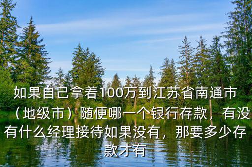 如果自己拿著100萬到江蘇省南通市（地級市）隨便哪一個銀行存款，有沒有什么經(jīng)理接待如果沒有，那要多少存款才有