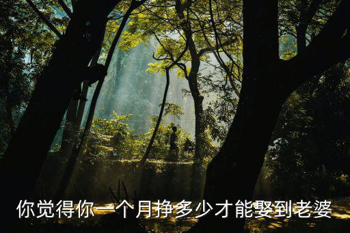 你覺得你一個月掙多少才能娶到老婆