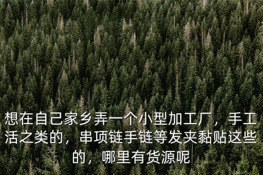 想在自己家鄉(xiāng)弄一個小型加工廠，手工活之類的，串項鏈?zhǔn)宙湹劝l(fā)夾黏貼這些的，哪里有貨源呢