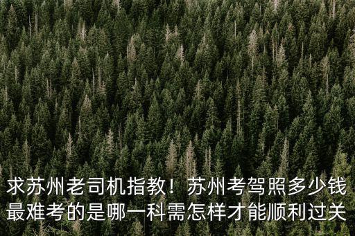 求蘇州老司機(jī)指教！蘇州考駕照多少錢(qián)最難考的是哪一科需怎樣才能順利過(guò)關(guān)