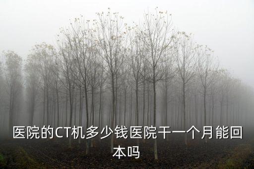 徐州醫院多少錢查CT,醫院干一個月能回本嗎