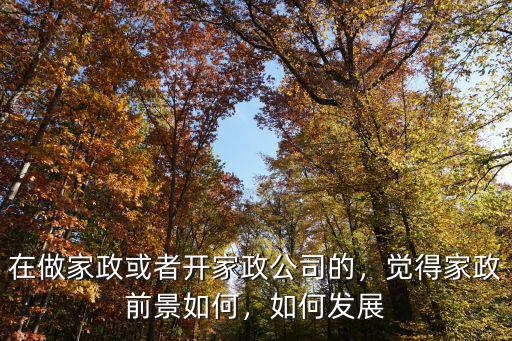 在做家政或者開家政公司的，覺得家政前景如何，如何發(fā)展