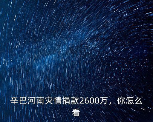 辛巴河南災(zāi)情捐款2600萬，你怎么看