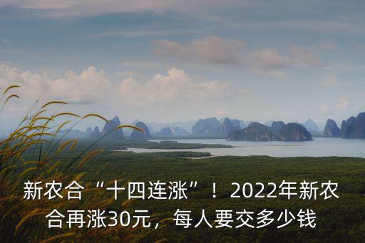 新農(nóng)合“十四連漲”！2022年新農(nóng)合再漲30元，每人要交多少錢