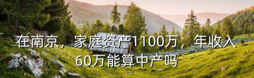 在南京，家庭資產1100萬，年收入60萬能算中產嗎