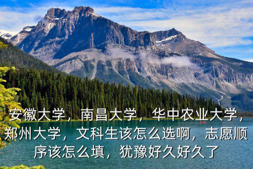 安徽大學，南昌大學，華中農(nóng)業(yè)大學，鄭州大學，文科生該怎么選啊，志愿順序該怎么填，猶豫好久好久了