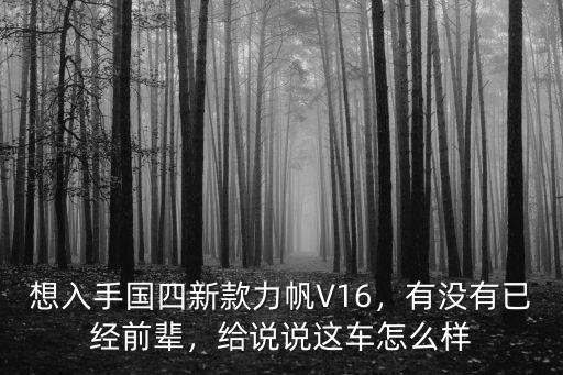 想入手國四新款力帆V16，有沒有已經前輩，給說說這車怎么樣