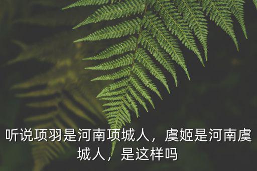 河南虞城縣是屬于哪里,聽說項(xiàng)羽是河南項(xiàng)城人