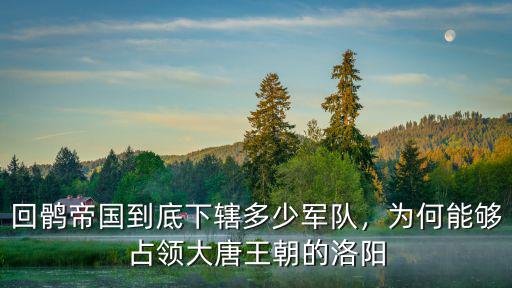 大唐洛陽有多少軍隊,回鶻帝國到底下轄多少軍隊