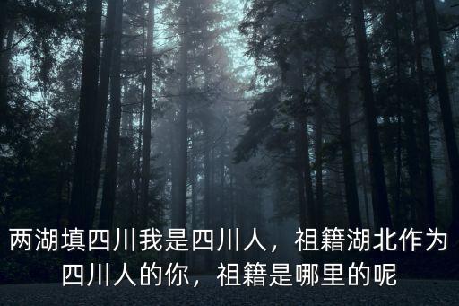 兩湖填四川我是四川人，祖籍湖北作為四川人的你，祖籍是哪里的呢