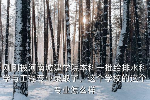 剛剛被河南城建學(xué)院本科一批給排水科學(xué)與工程專業(yè)錄取了，這個學(xué)校的這個專業(yè)怎么樣