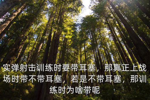實彈射擊訓練時要帶耳塞，那真正上戰場時帶不帶耳塞，若是不帶耳塞，那訓練時為啥帶呢