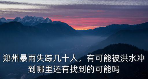 鄭州暴雨失蹤幾十人，有可能被洪水沖到哪里還有找到的可能嗎