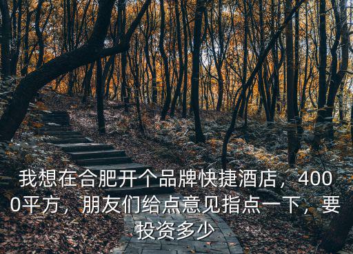 在合肥開酒店需要投資多少,開一家酒店需要投資多少