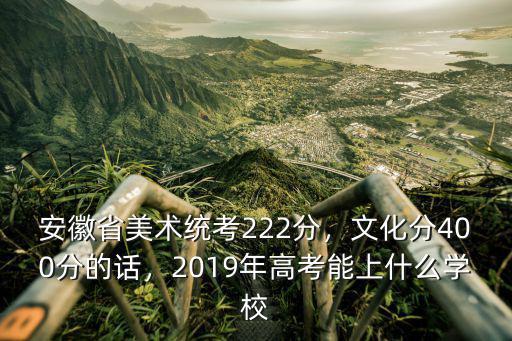 安徽省美術統考222分，文化分400分的話，2019年高考能上什么學校