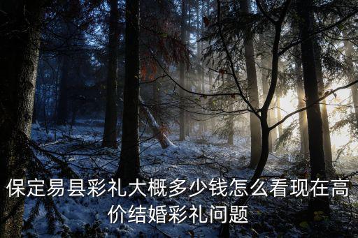 保定易縣彩禮大概多少錢怎么看現在高價結婚彩禮問題