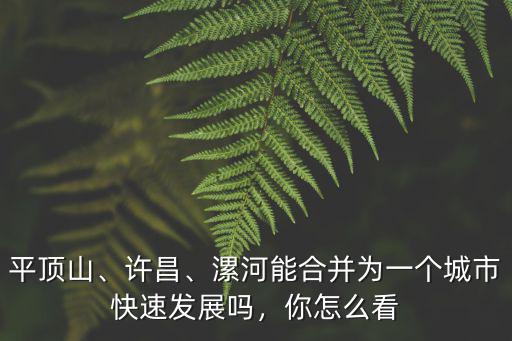 平頂山、許昌、漯河能合并為一個城市快速發展嗎，你怎么看