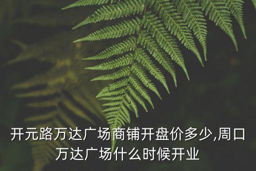 周口開元路萬達廣場商鋪開盤價多少,周口萬達廣場什么時候開業(yè)
