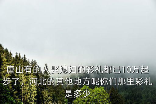 唐山有的人娶媳婦的彩禮都已10萬起步了，河北的其他地方呢你們那里彩禮是多少