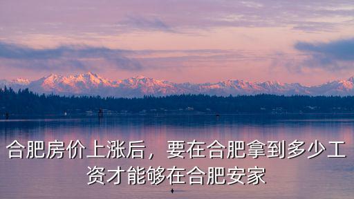 合肥多少工資可以買一套房子,合肥一套1百萬的房子