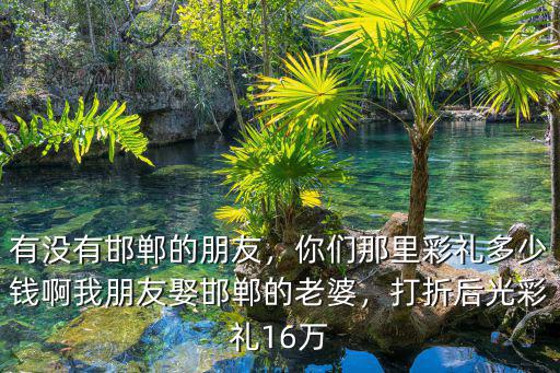 有沒有邯鄲的朋友，你們那里彩禮多少錢啊我朋友娶邯鄲的老婆，打折后光彩禮16萬