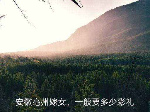 安徽亳州嫁女，一般要多少彩禮