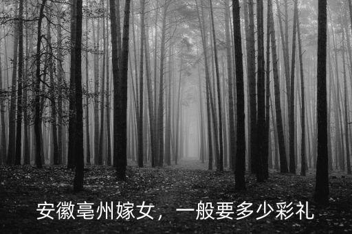 安徽亳州嫁女，一般要多少彩禮