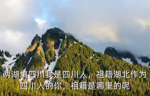兩湖填四川我是四川人，祖籍湖北作為四川人的你，祖籍是哪里的呢