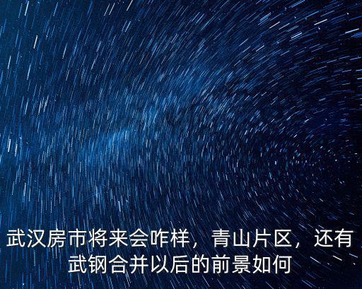 武漢房市將來會咋樣，青山片區，還有武鋼合并以后的前景如何