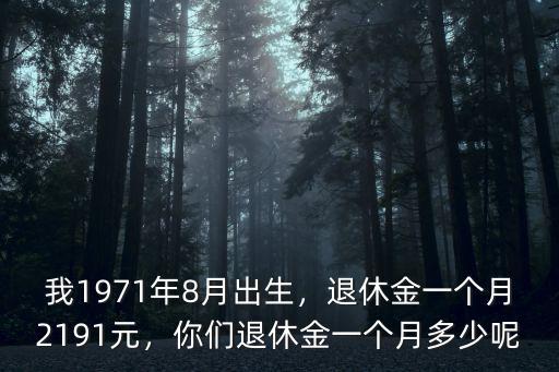 我1971年8月出生，退休金一個月2191元，你們退休金一個月多少呢