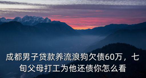 成都男子貸款養(yǎng)流浪狗欠債60萬，七旬父母打工為他還債你怎么看