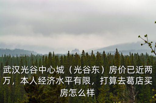 武漢光谷中心城（光谷東）房價已近兩萬，本人經濟水平有限，打算去葛店買房怎么樣