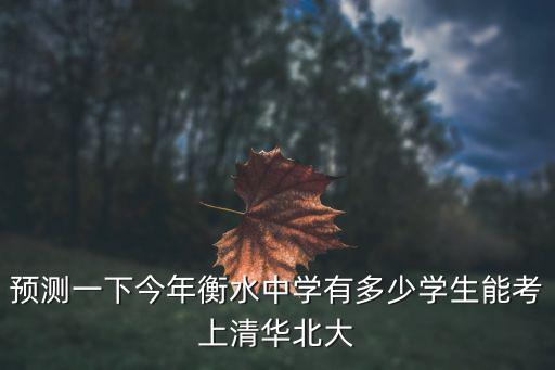預(yù)測一下今年衡水中學有多少學生能考上清華北大