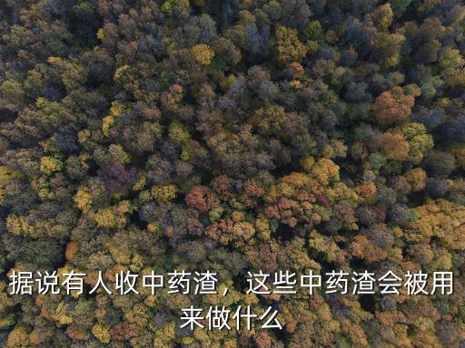 據說有人收中藥渣，這些中藥渣會被用來做什么