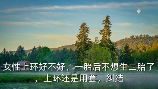 女性上環好不好，一胎后不想生二胎了，上環還是用套，糾結