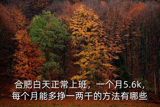 合肥白天正常上班，一個月5.6k，每個月能多掙一兩千的方法有哪些