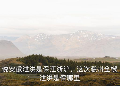 說安徽泄洪是保江浙滬，這次滁州全椒泄洪是保哪里