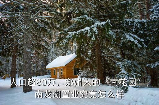 人口超80萬，鄭州人的“南花園”，南龍湖置業究竟怎么樣