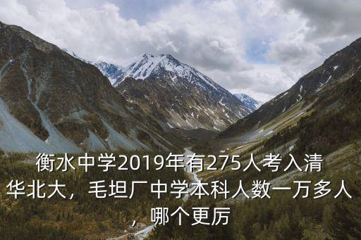 衡水中學2019年有275人考入清華北大，毛坦廠中學本科人數一萬多人，哪個更厲